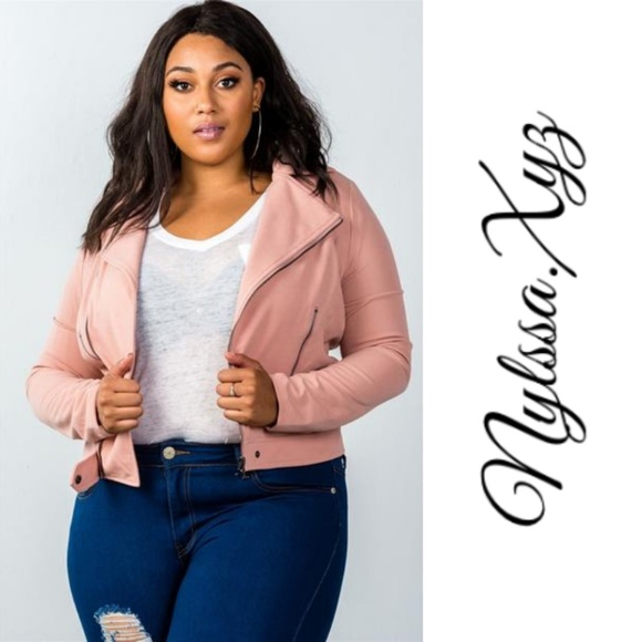 TAMARA - Plus Size Asymmetric Zipper Moto Jacket - Picture 5 of 7